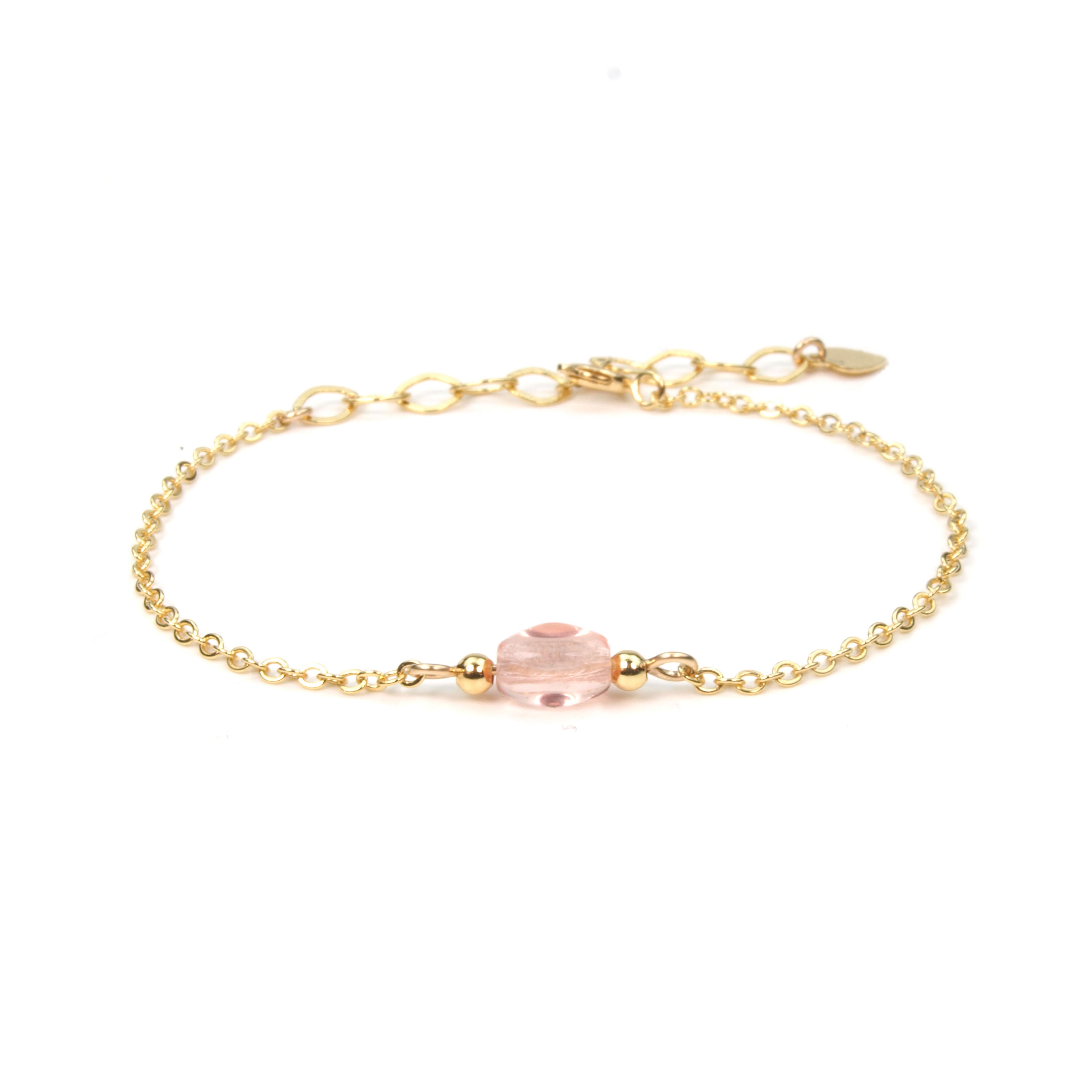 Pink glass bead bracelet