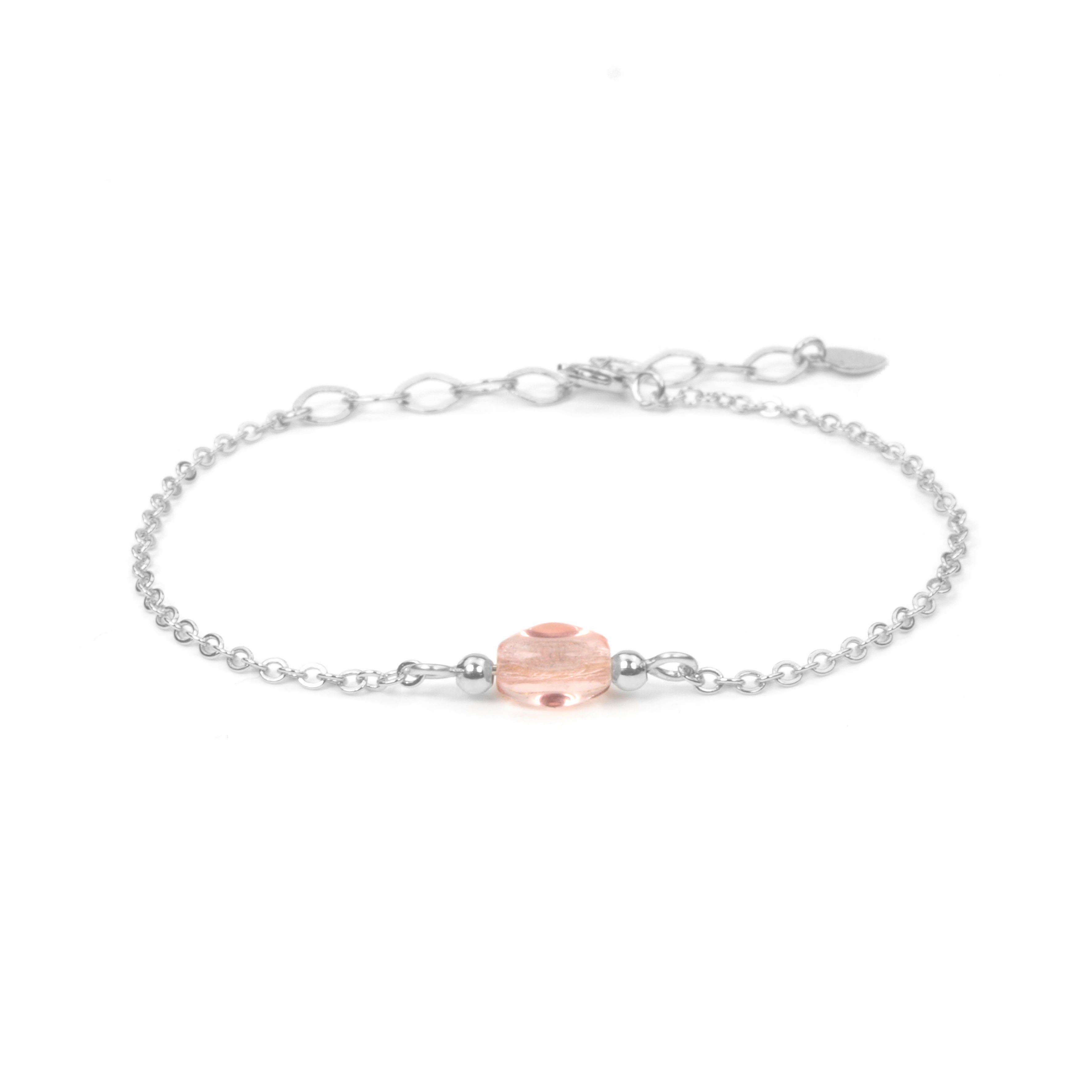 Pink glass bead bracelet
