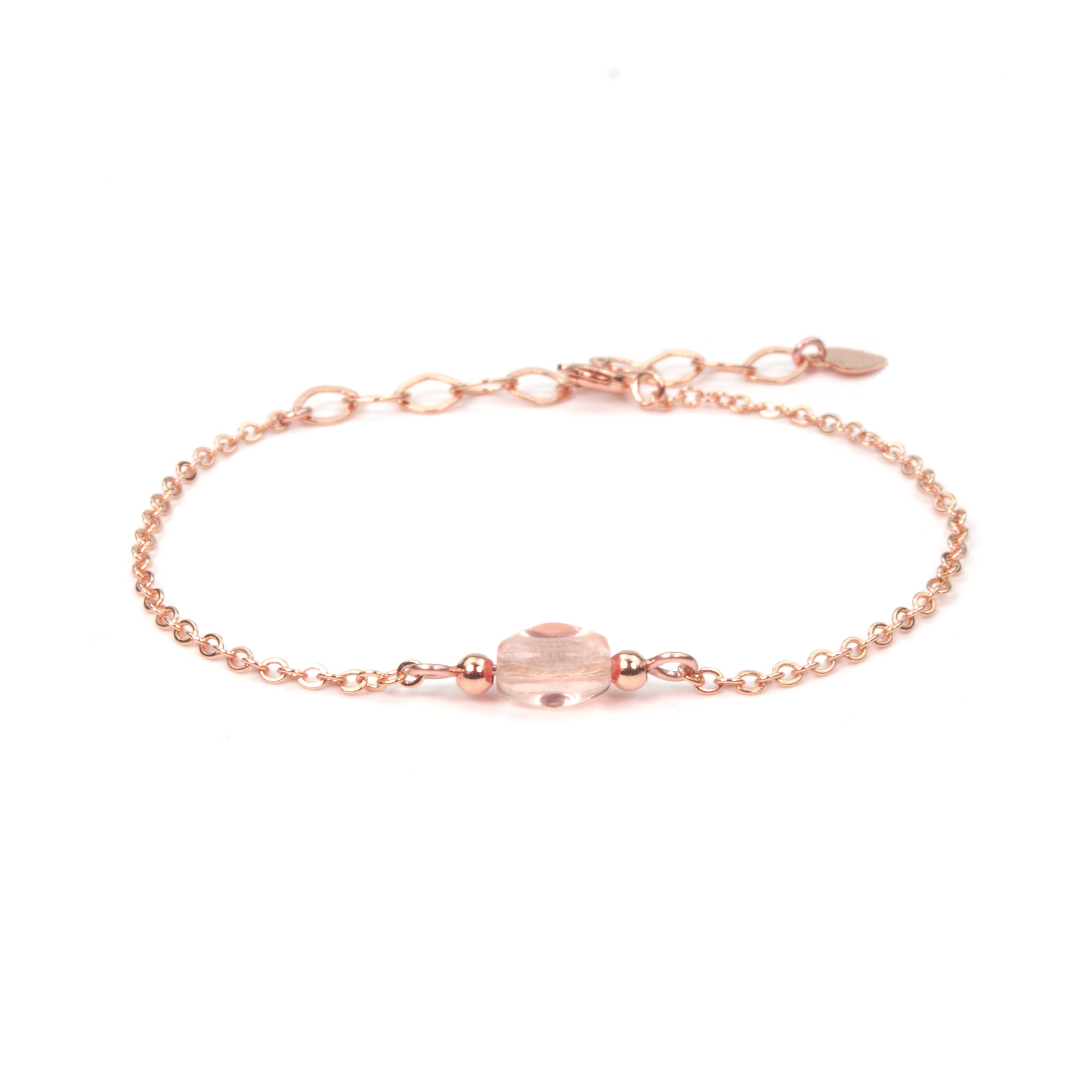 Pink glass bead bracelet