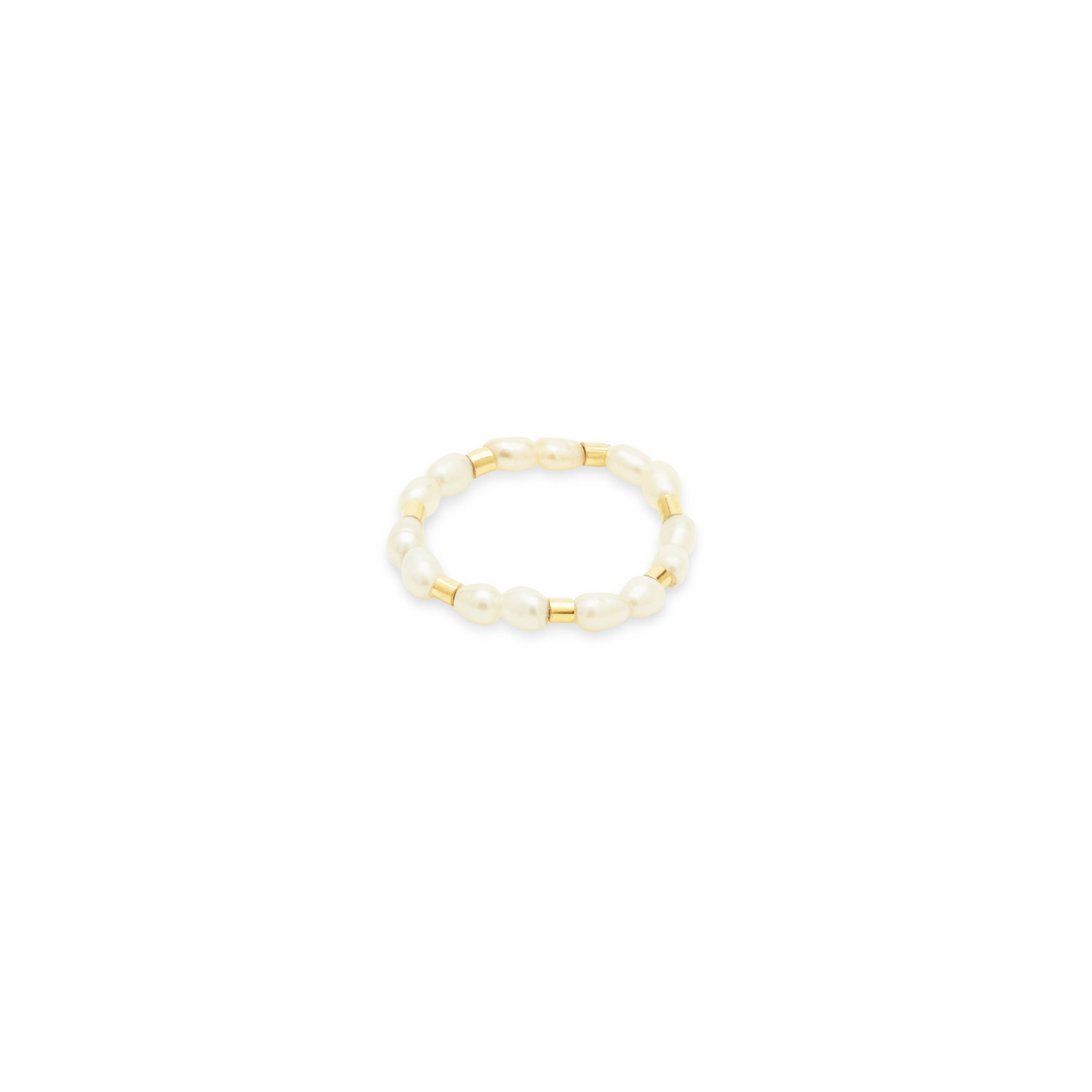 Perlenring mit goldenen Elementen, Brautschmuck