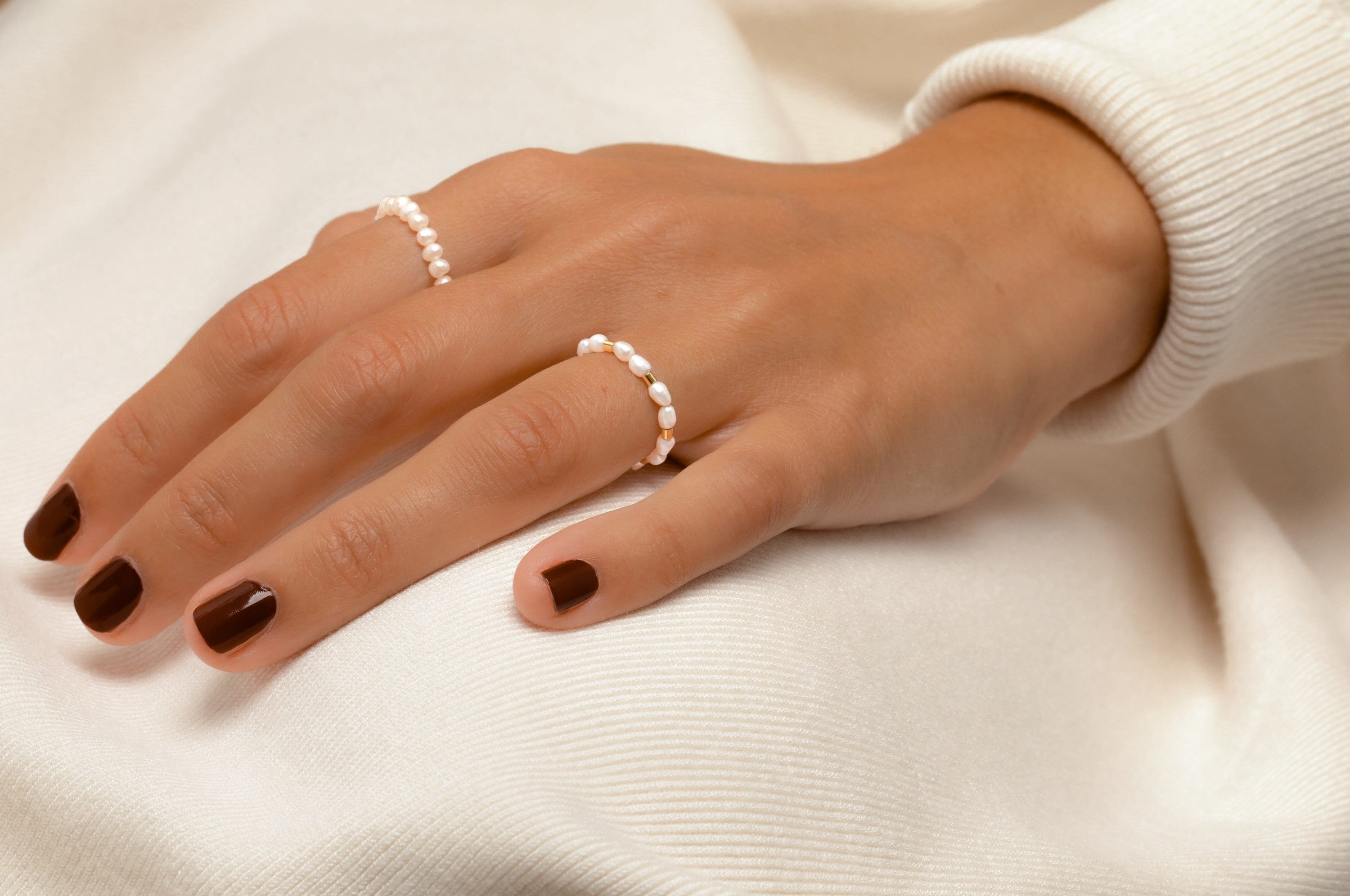 Perlenring mit goldenen Elementen, Brautschmuck