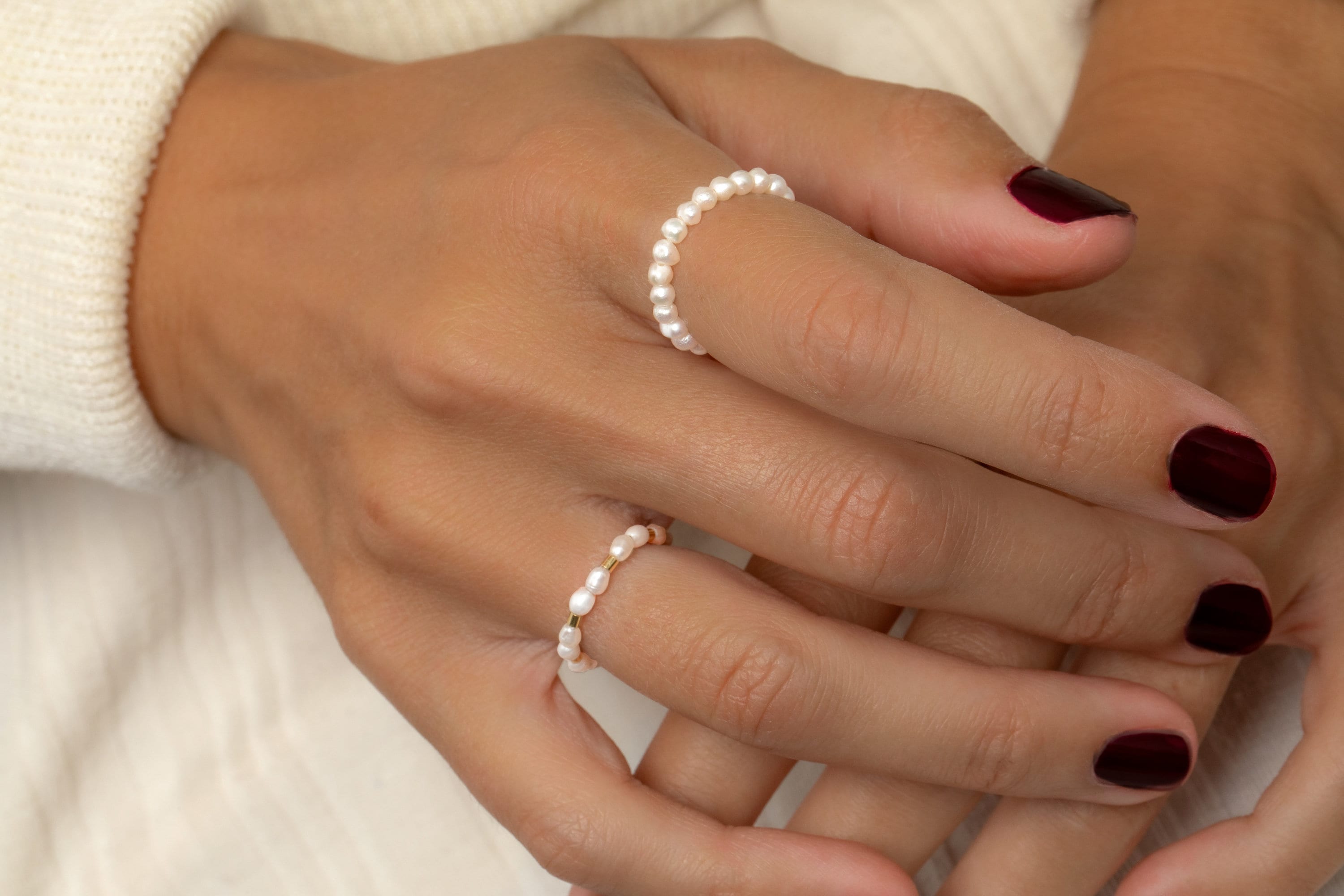 Perlenring mit goldenen Elementen, Brautschmuck