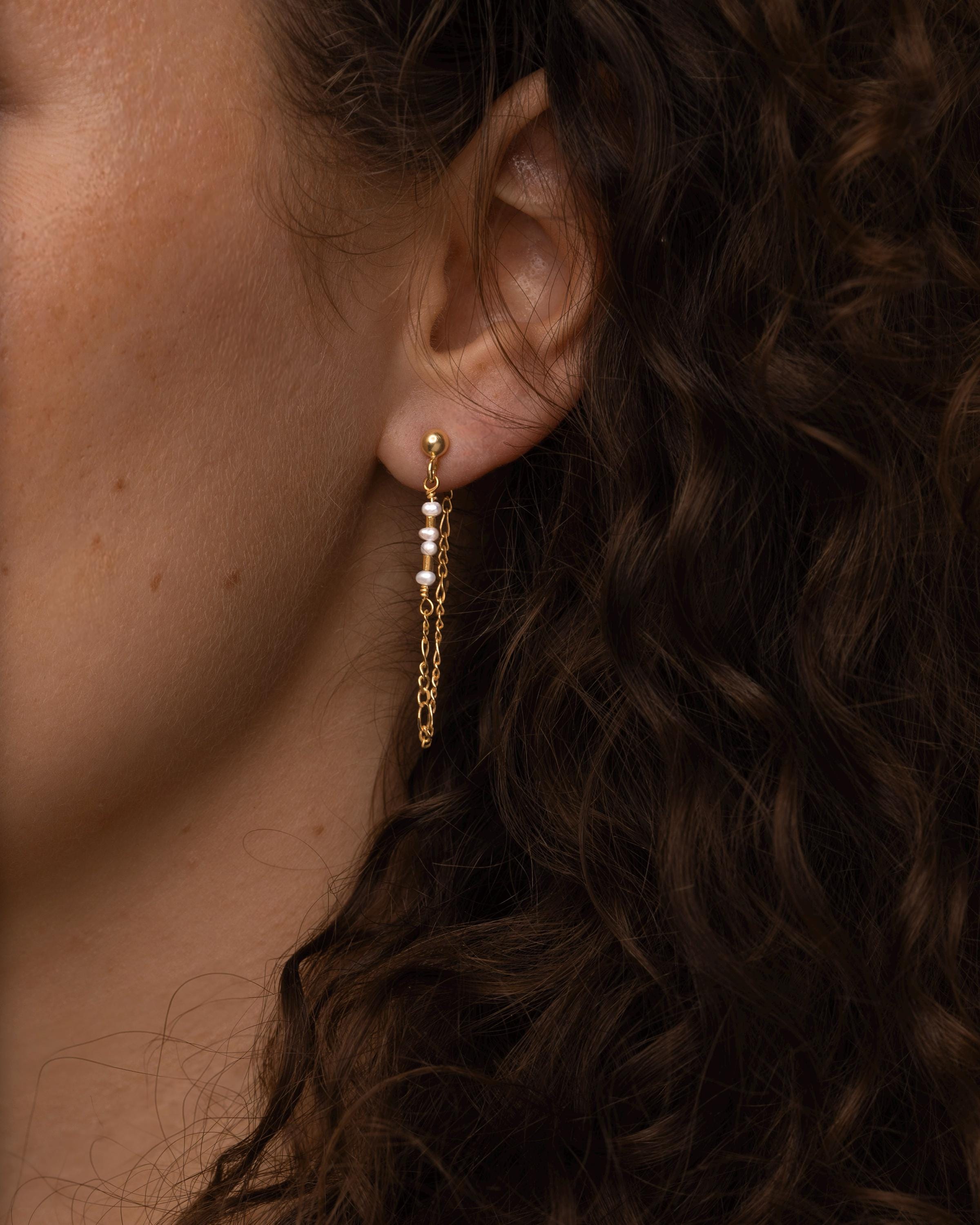 Perlenohrringe gold - Ohrringe für die Braut - Hängende Ohrringe