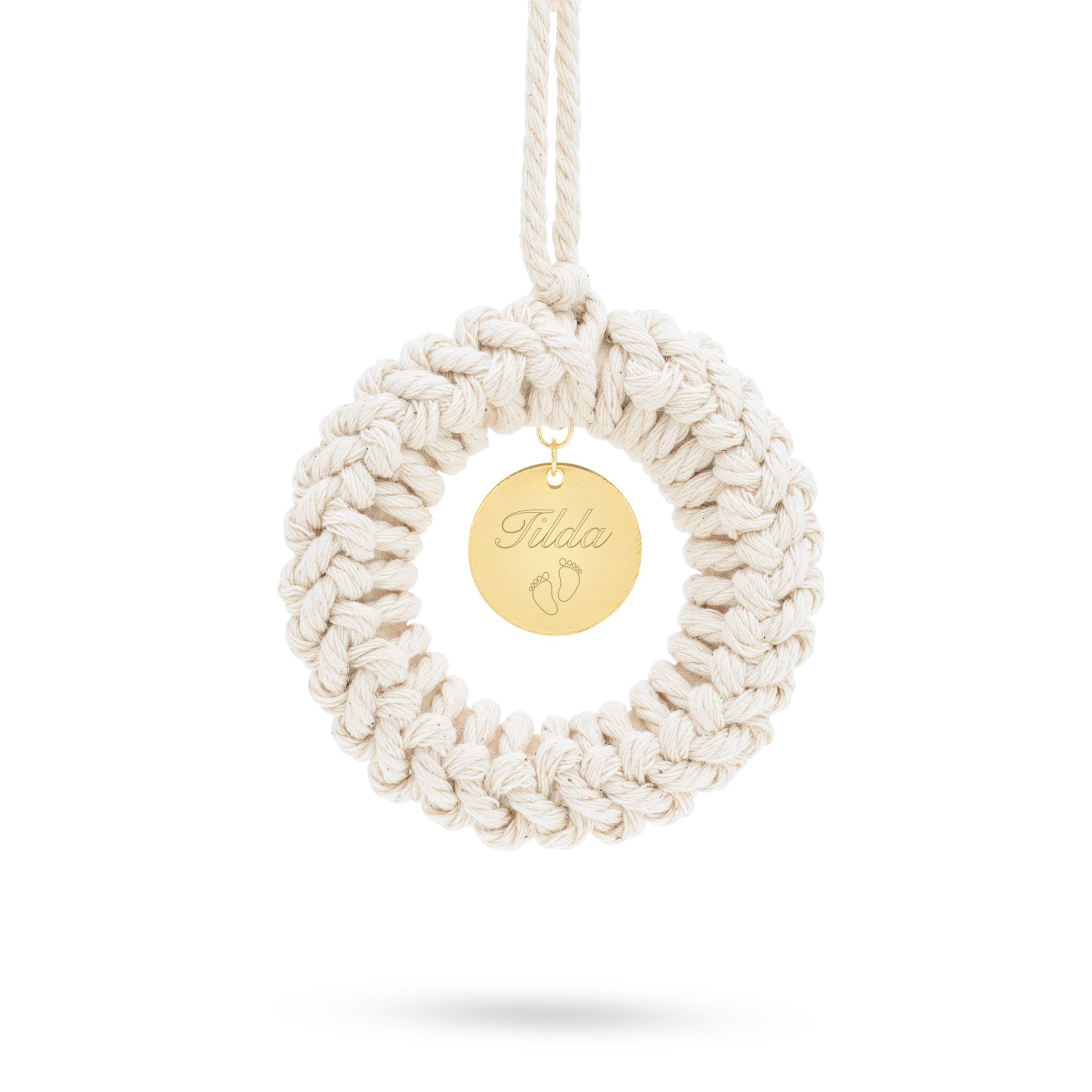 Christbaumschmuck personalisiert – Personalisierte Christbaumkugel - Besonderes Weihnachtsgeschenk - Makramee Weihnachtsdekoration