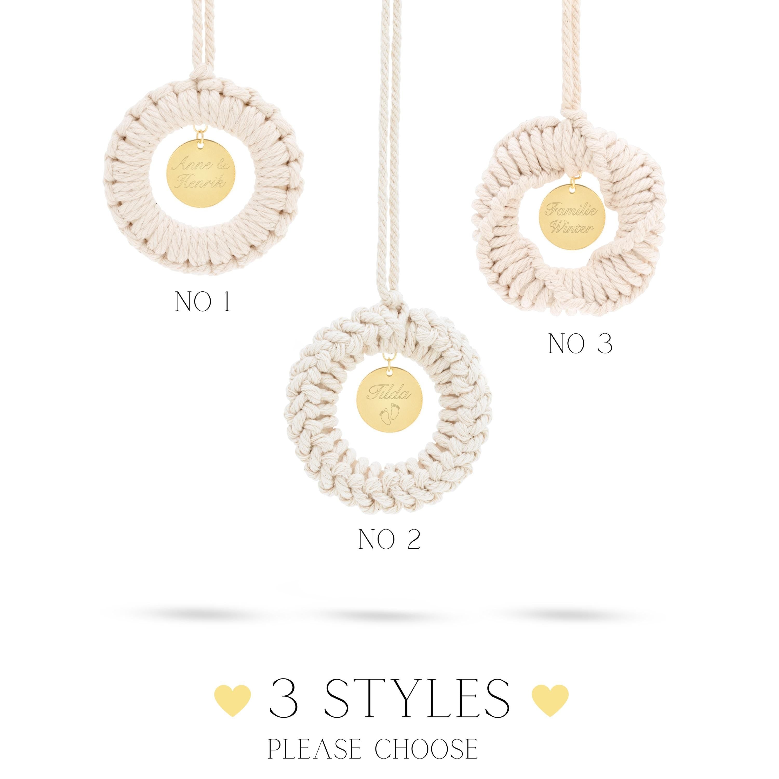 Christbaumschmuck personalisiert – Personalisierte Christbaumkugel - Besonderes Weihnachtsgeschenk - Makramee Weihnachtsdekoration