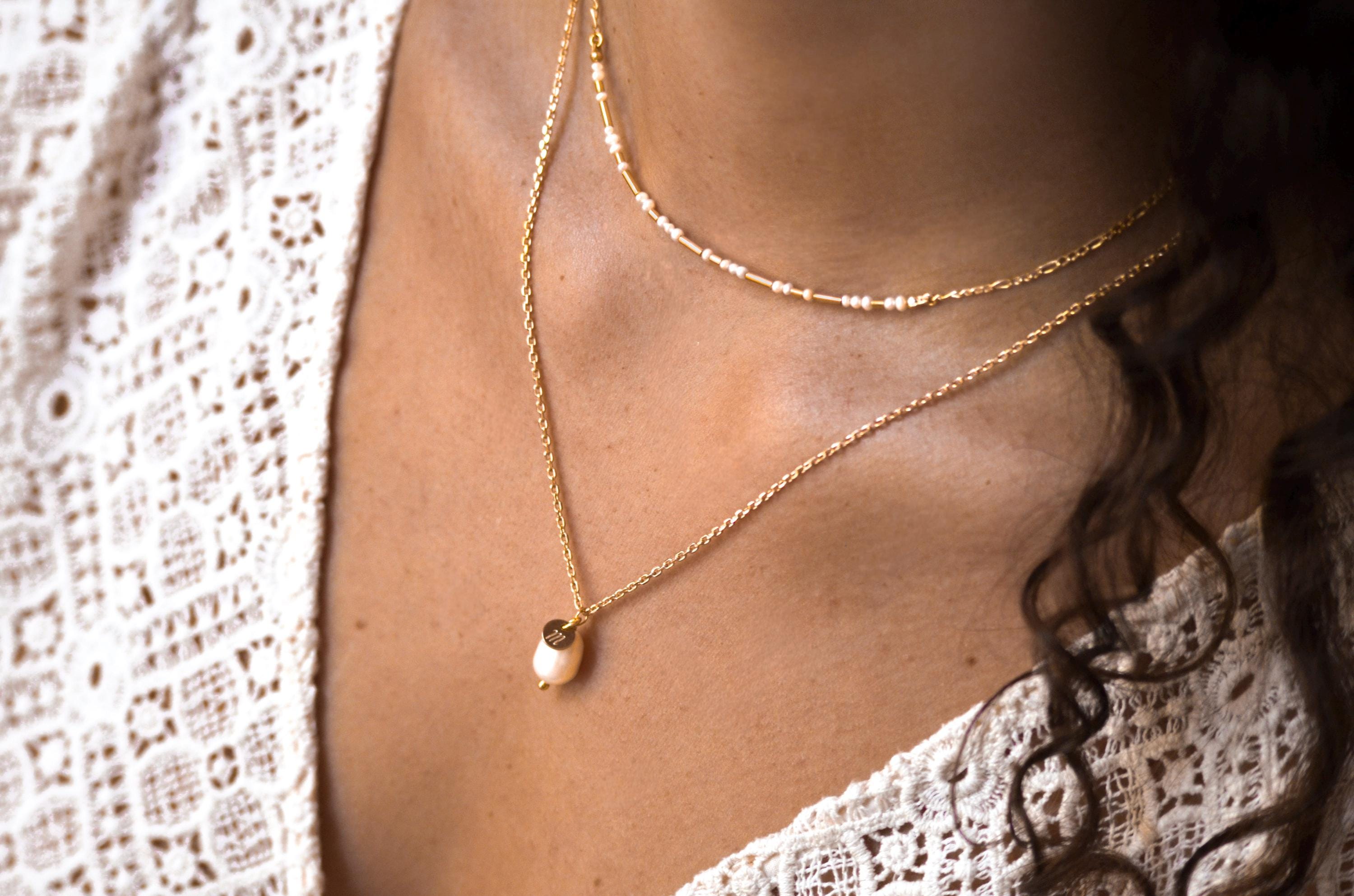 Perlenkette als Hochzeits- und Brautschmuck, personalisierbarer Schmuck