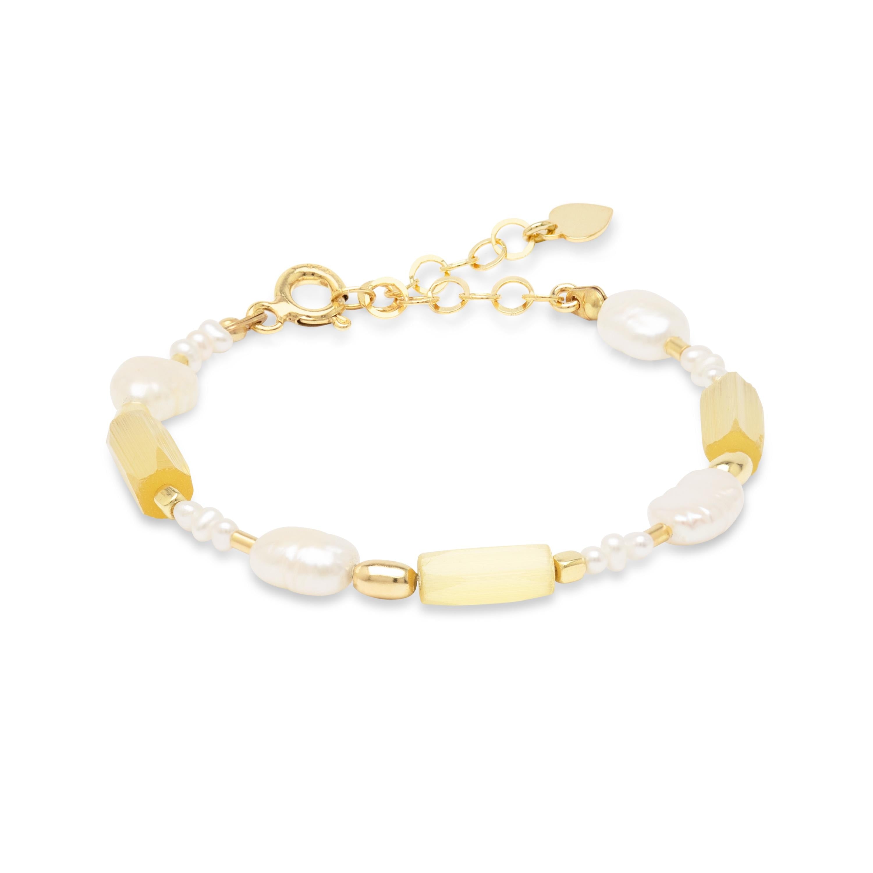 Weihnachtsgeschenk für Sie: Personalisiertes Perlenarmband mit gelben Tubeperlen