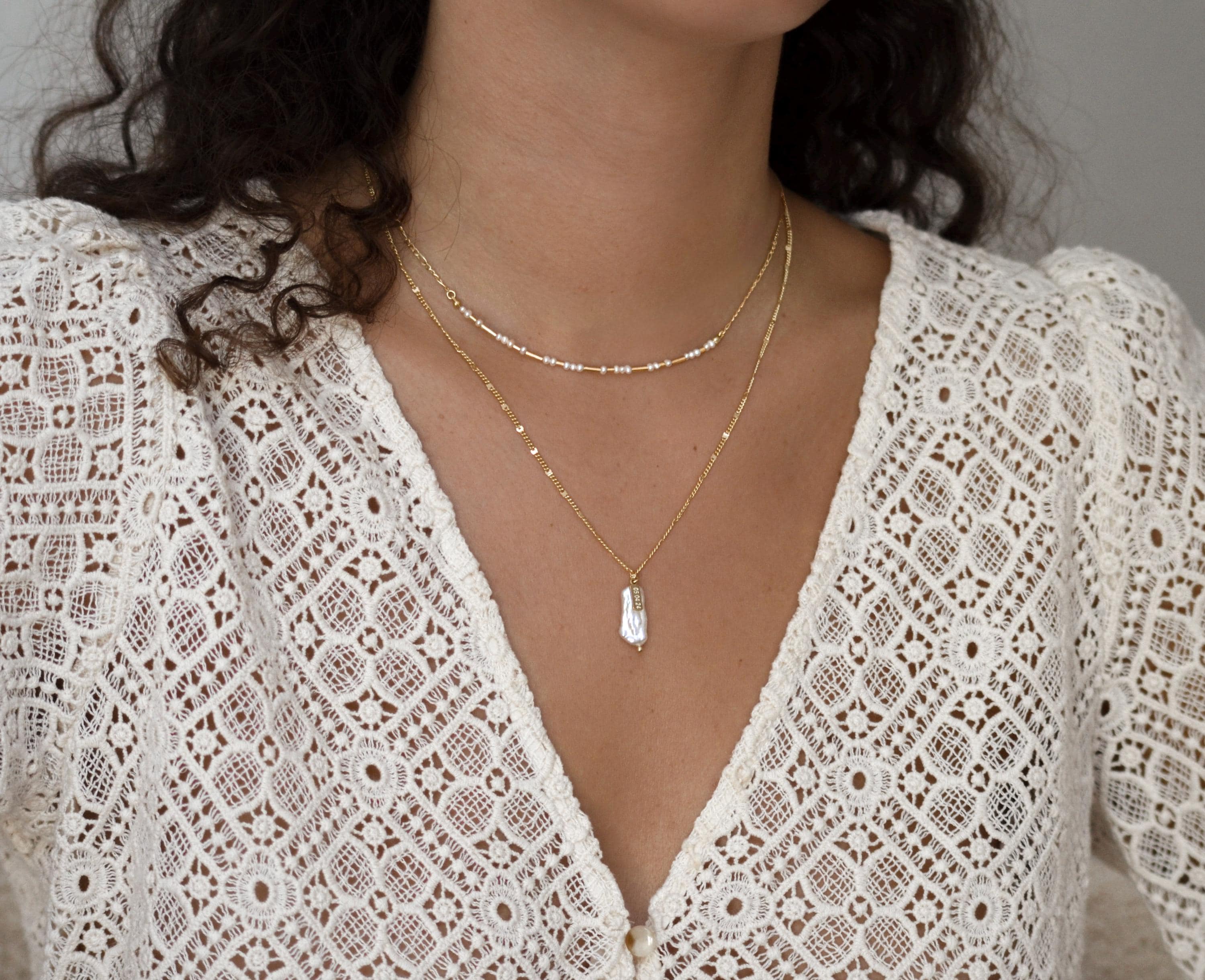 Perlenkette als Hochzeits- und Brautschmuck, personalisierbarer Schmuck