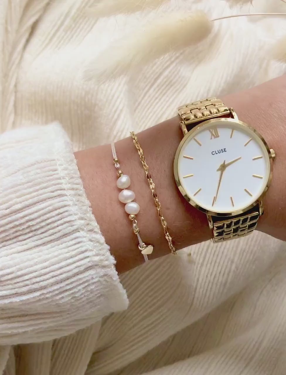 Armband gold mit Pailletten und optionaler Personalisierung / Gravur