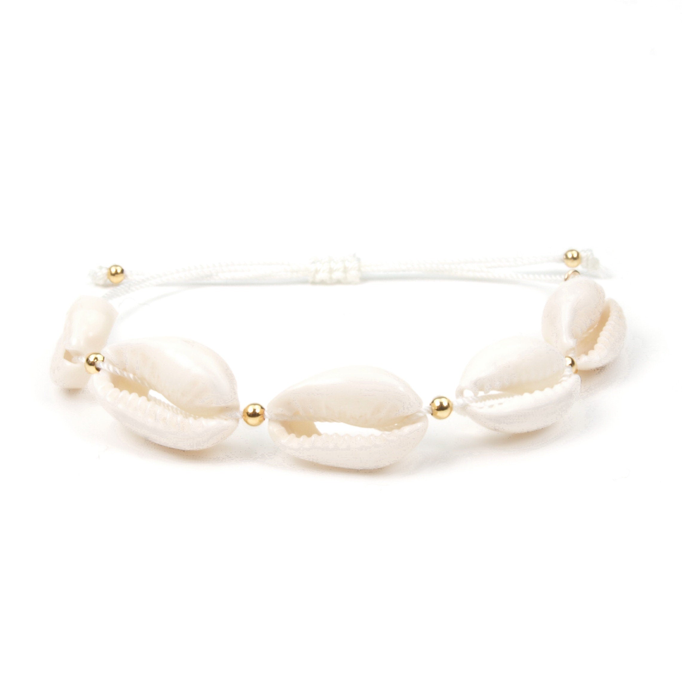 Kauri Muschelarmband gold, ideal für den Strand und Urlaub