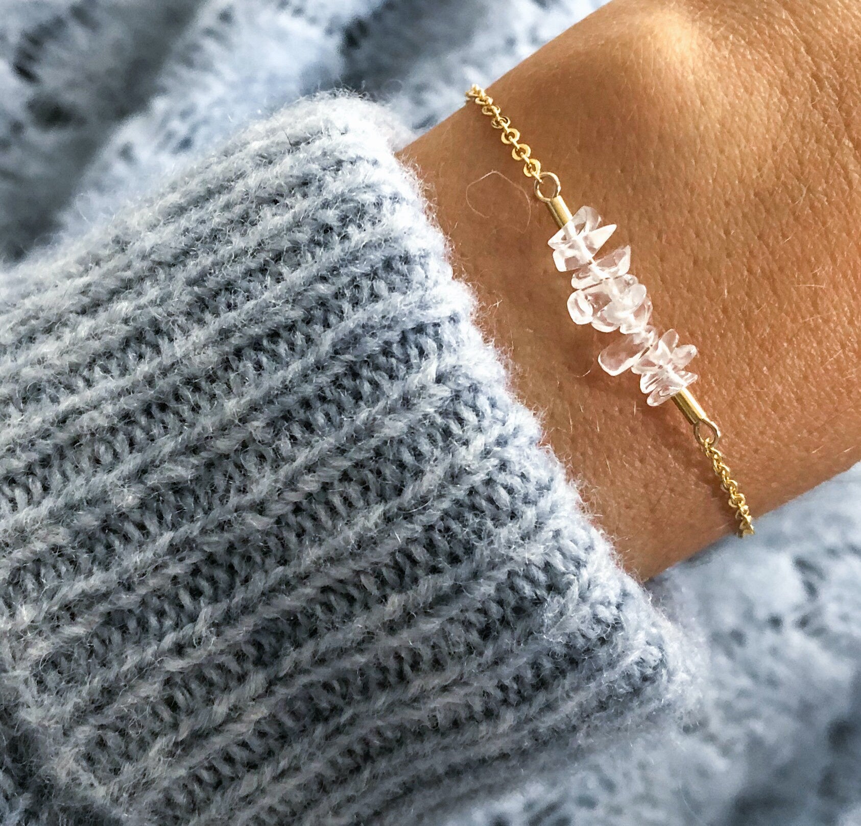 Armband gold mit Bergkristallsplittern