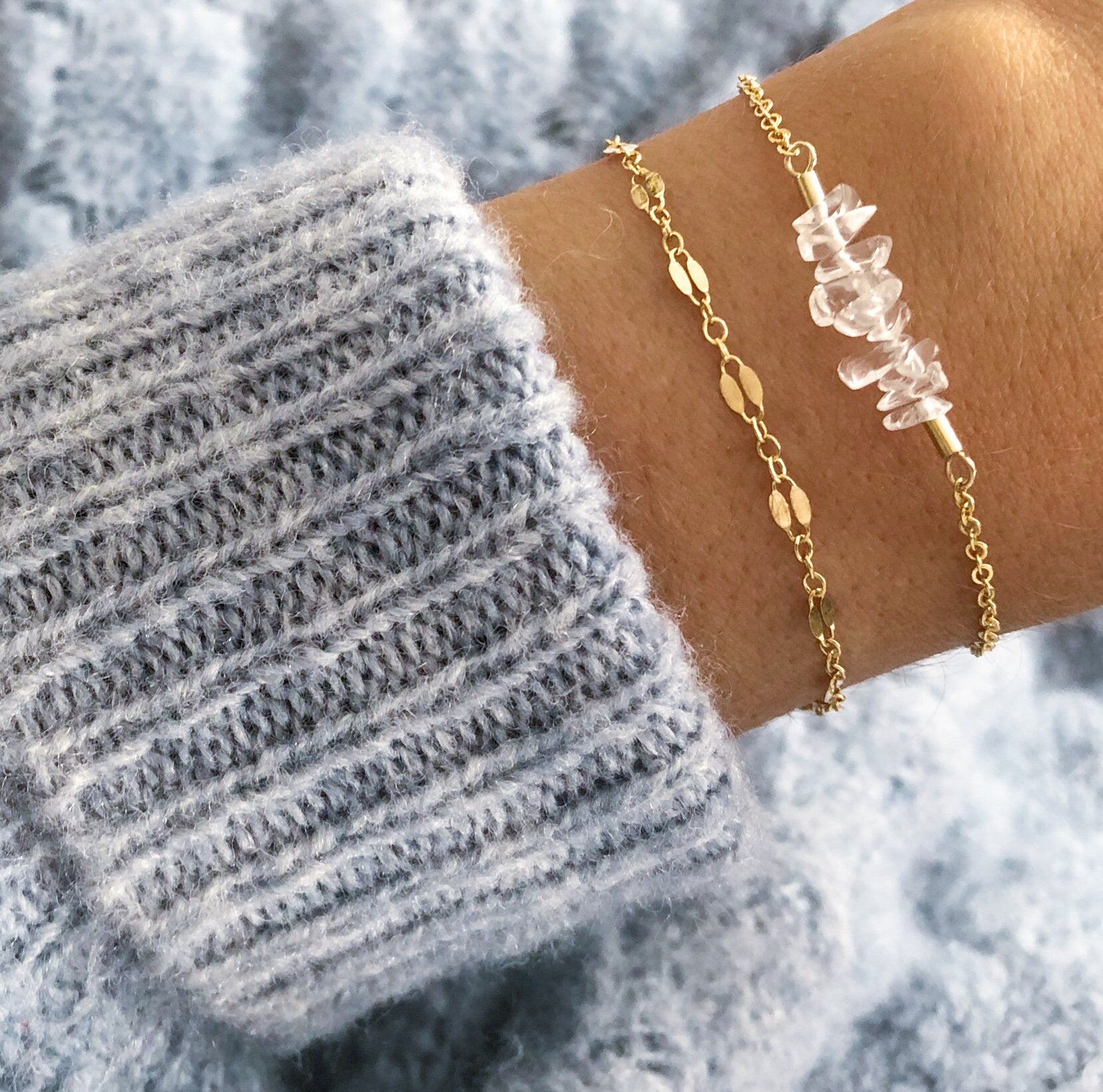 Armband gold mit Bergkristallsplittern