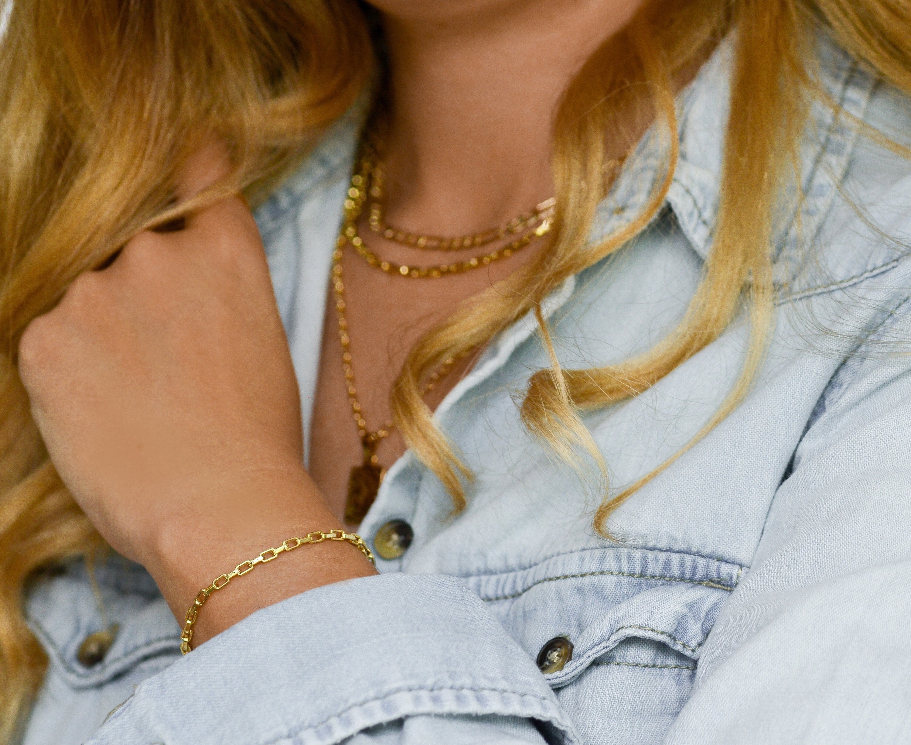 Armband mit quadratischen Gliedern vergoldet