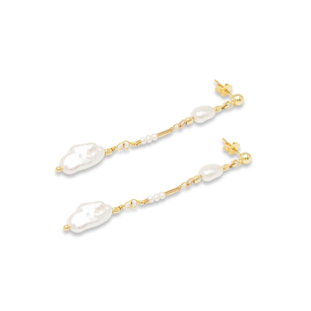 Hängeohrringe mit unregelmäßigen Perlen - Brautohrringe - Hochzeitsschmuck - Perlenohrringe