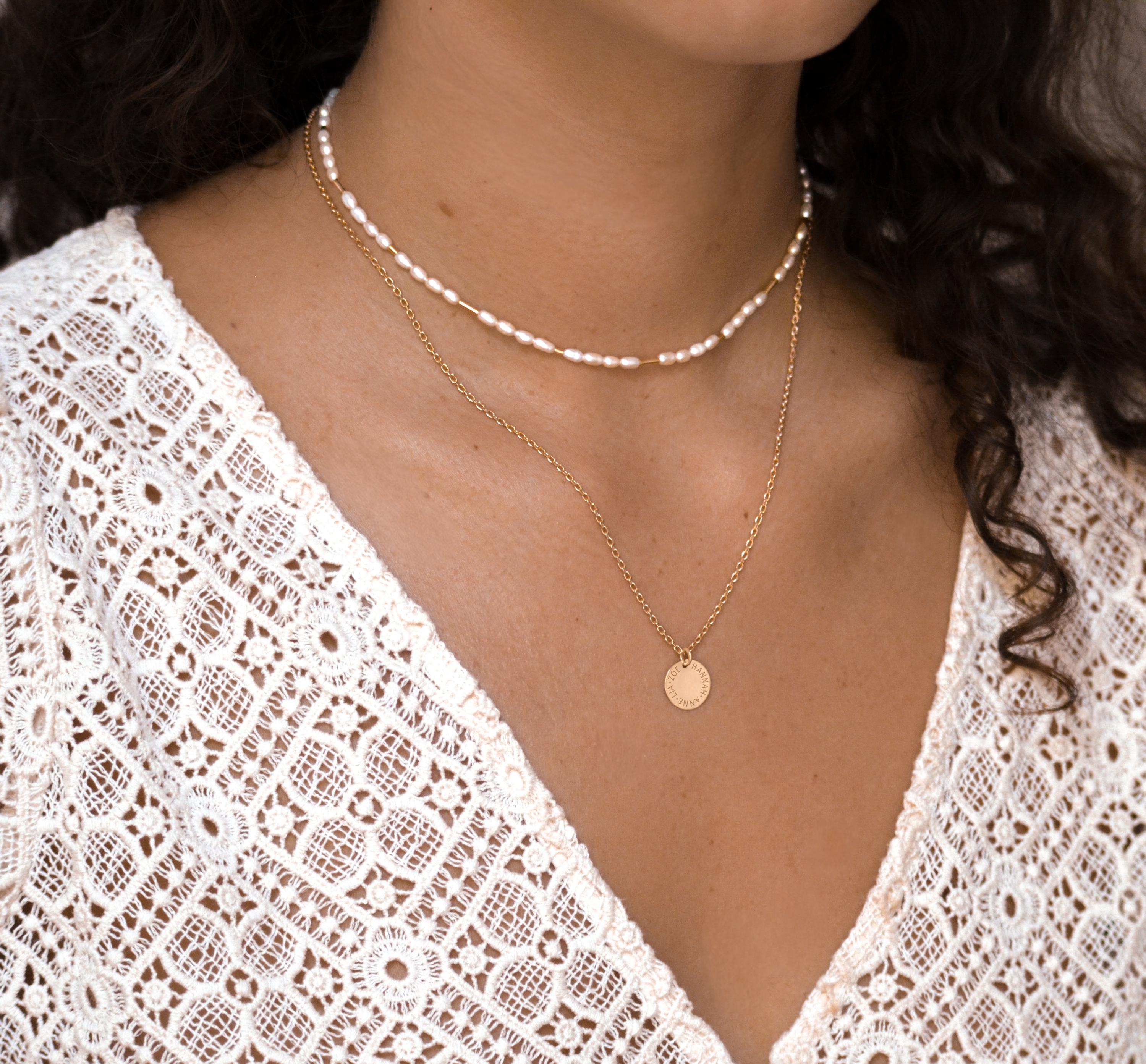 Perlenkette als Hochzeits- und Brautschmuck, personalisierbarer Schmuck