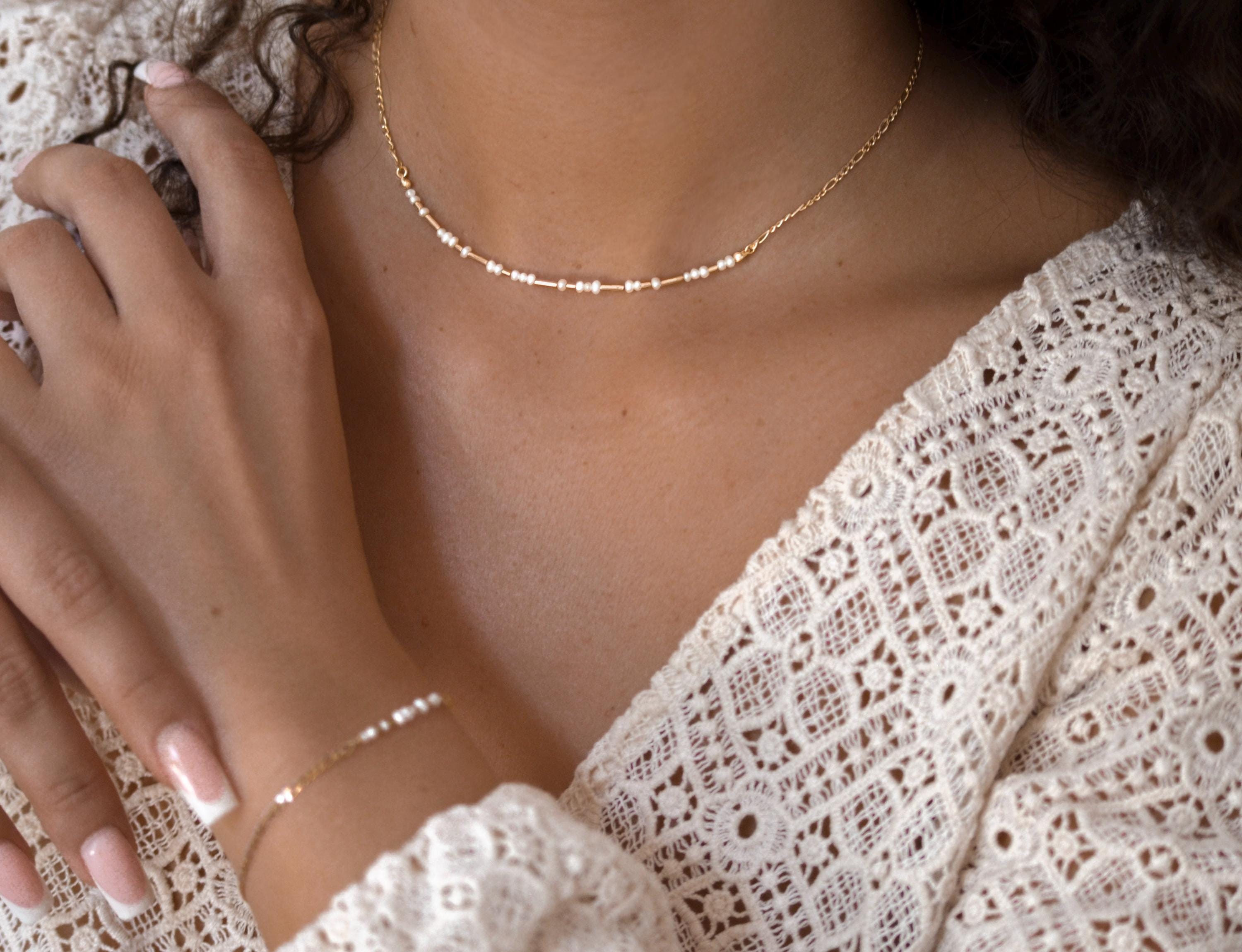 Brautkette mit optionaler Gravur aus 925er Silber (vergoldet), Geschenkidee zur Hochzeit, Brautschmuck