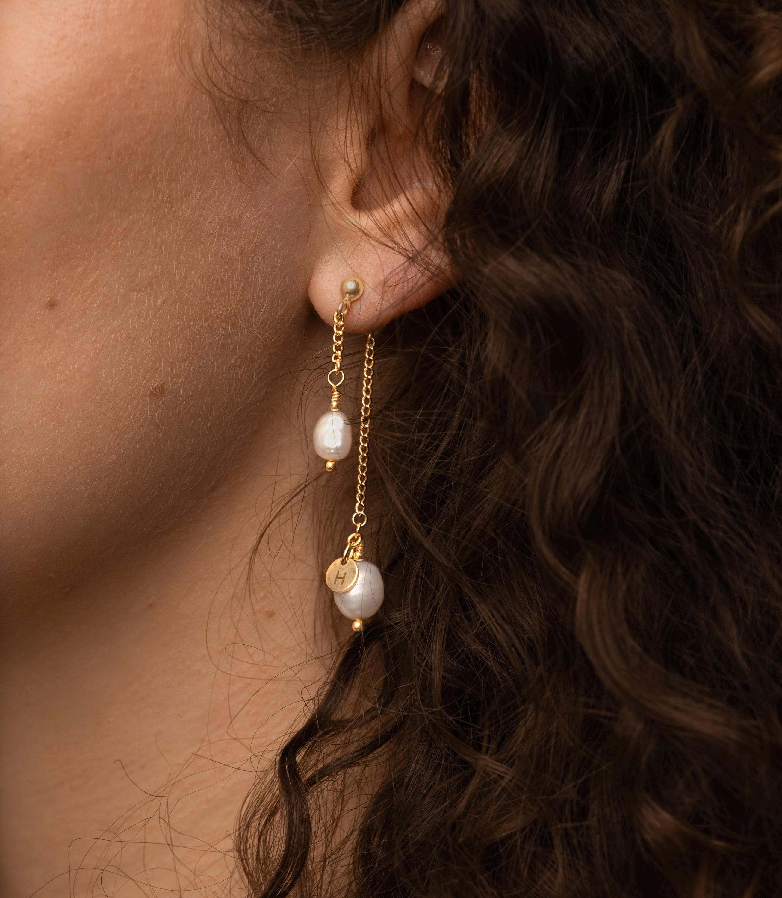 Custom Pearl Earrings for Brides with Personalized Engraving