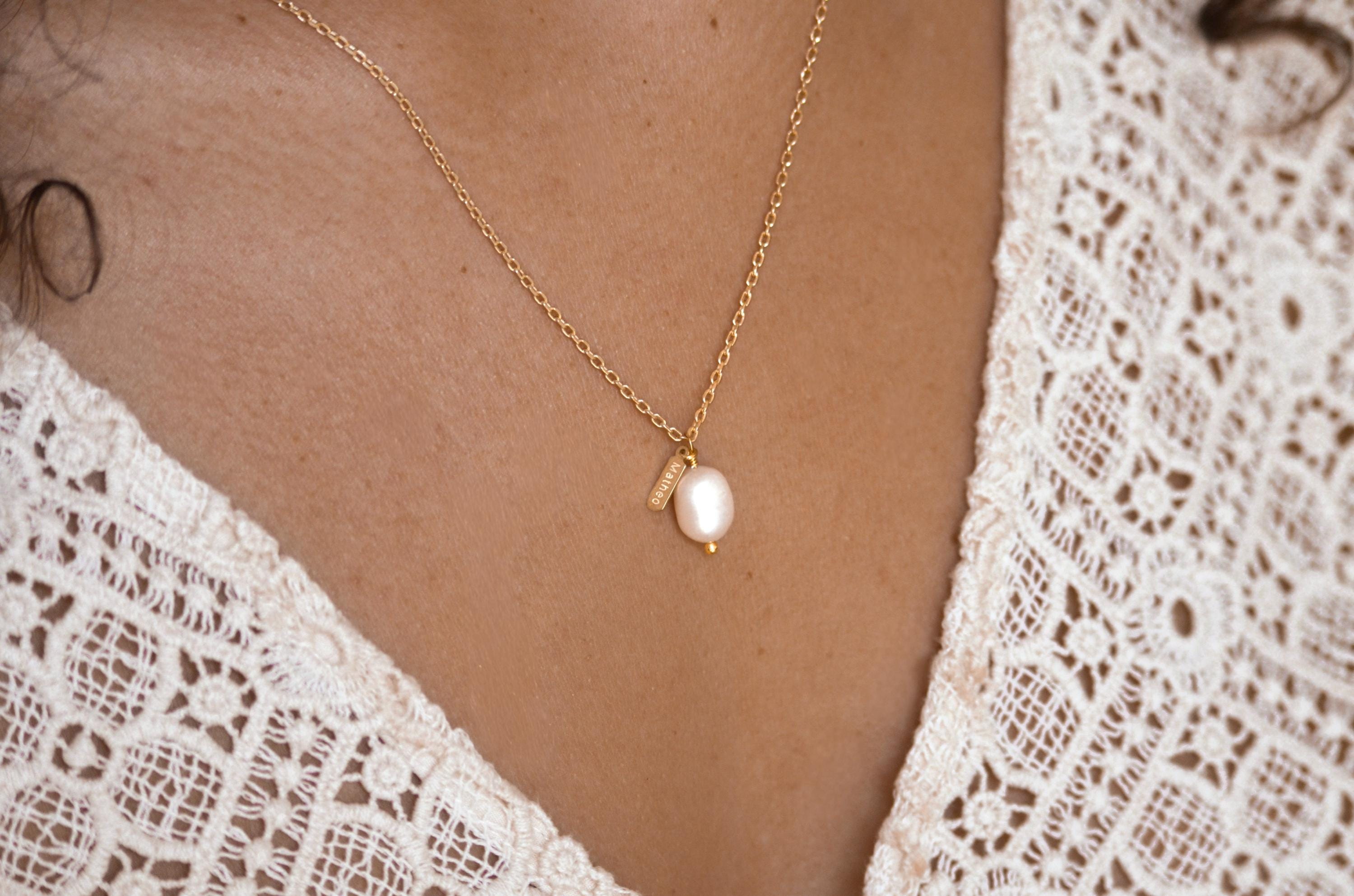 Perlenkette als Hochzeits- und Brautschmuck, personalisierbarer Schmuck