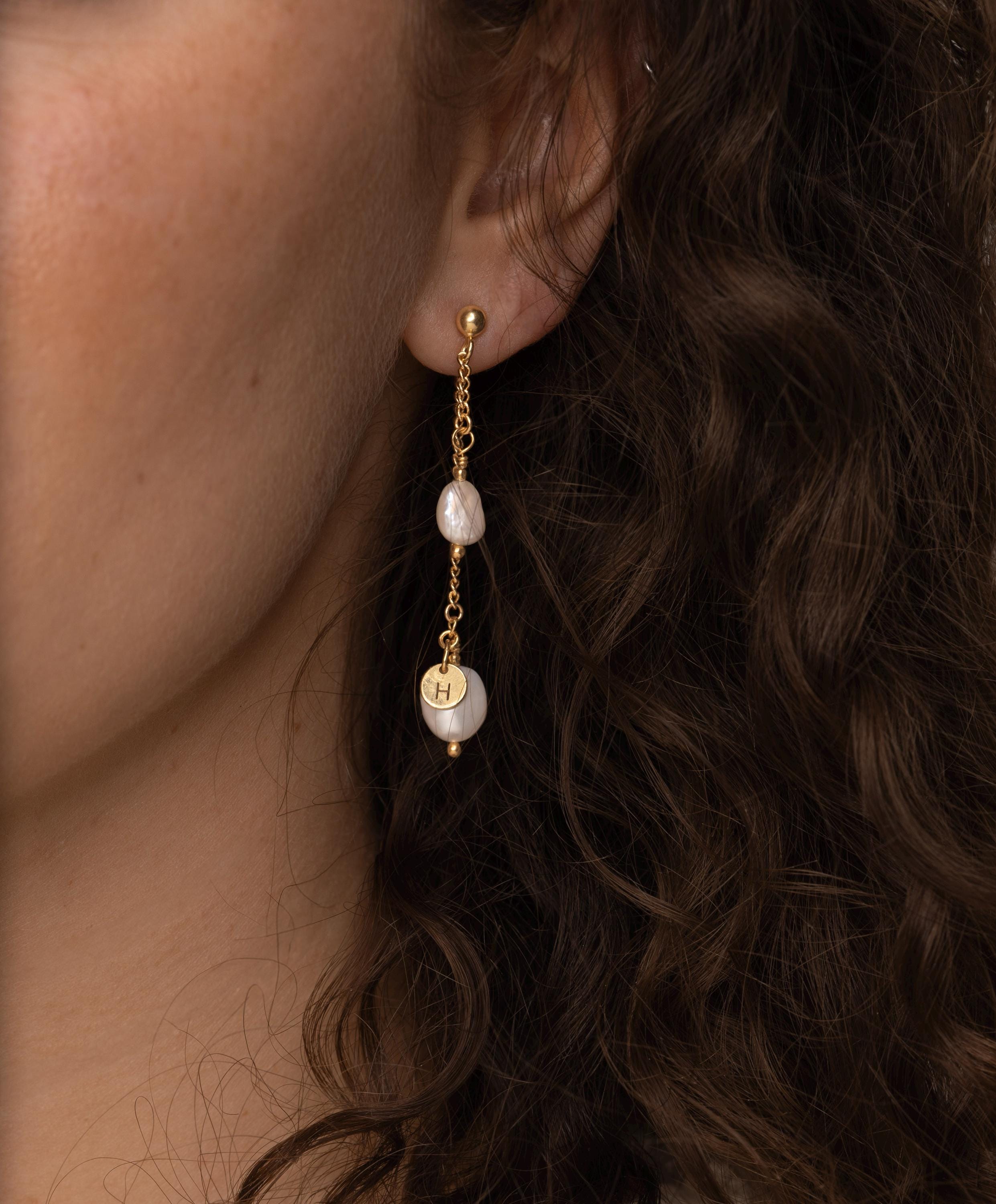 Custom Pearl Earrings for Brides with Personalized Engraving