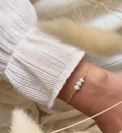 Personalisiertes Perlen Armband gold Damen / Personalisiertes Geschenk zum Valentinstag