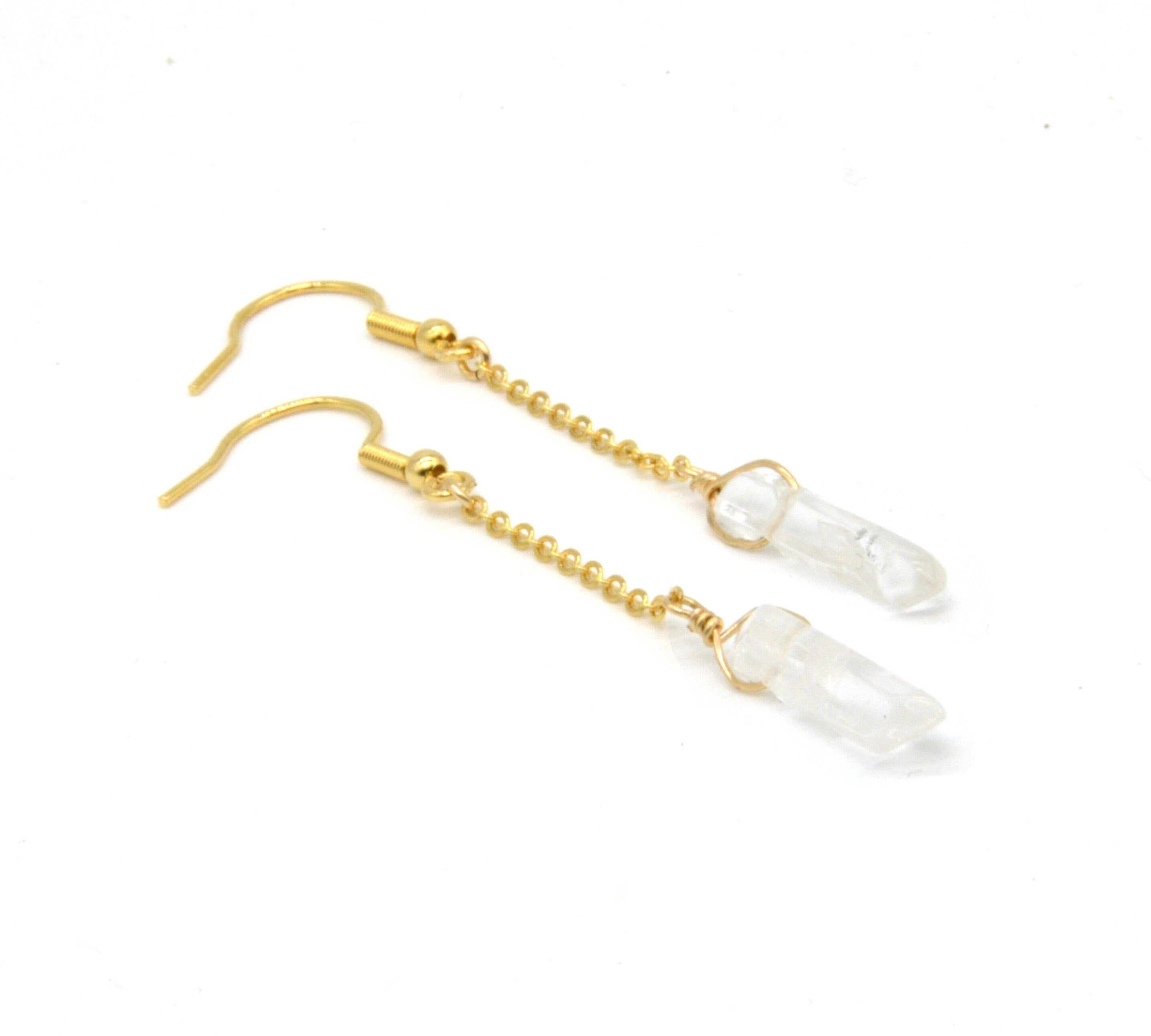Hanging earrings gold with rock crystals